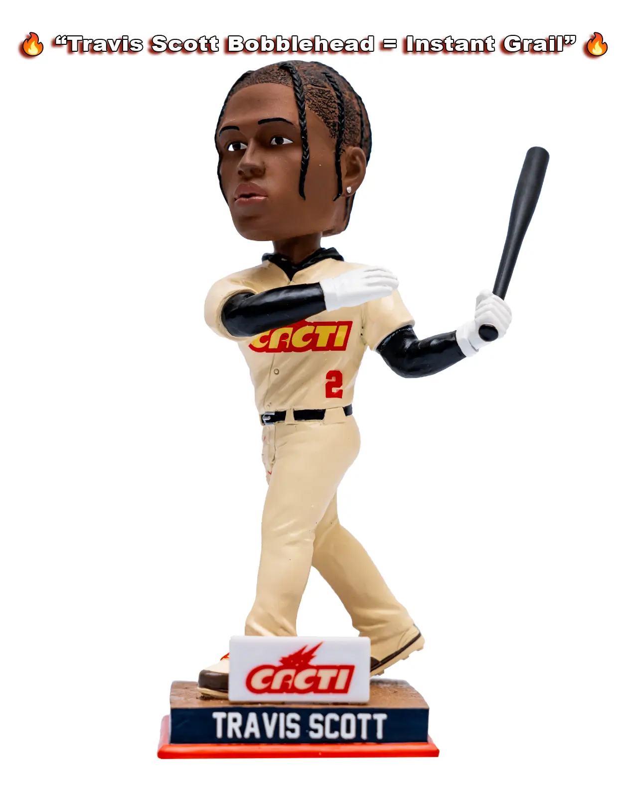 Travis Scott Throws First Pitch for Houston Astros & Drops Epic Bobblehead at CACTI Park