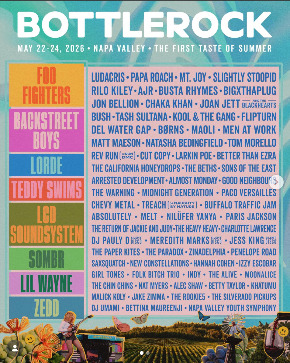 BottleRock Napa Valley 2026 Lineup: Backstreet Boys, Lorde, Foo Fighters & More
