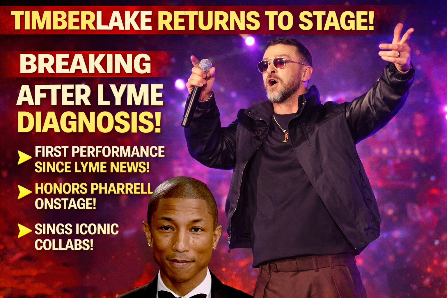 Justin Timberlake Returns to the Stage to Honor Pharrell